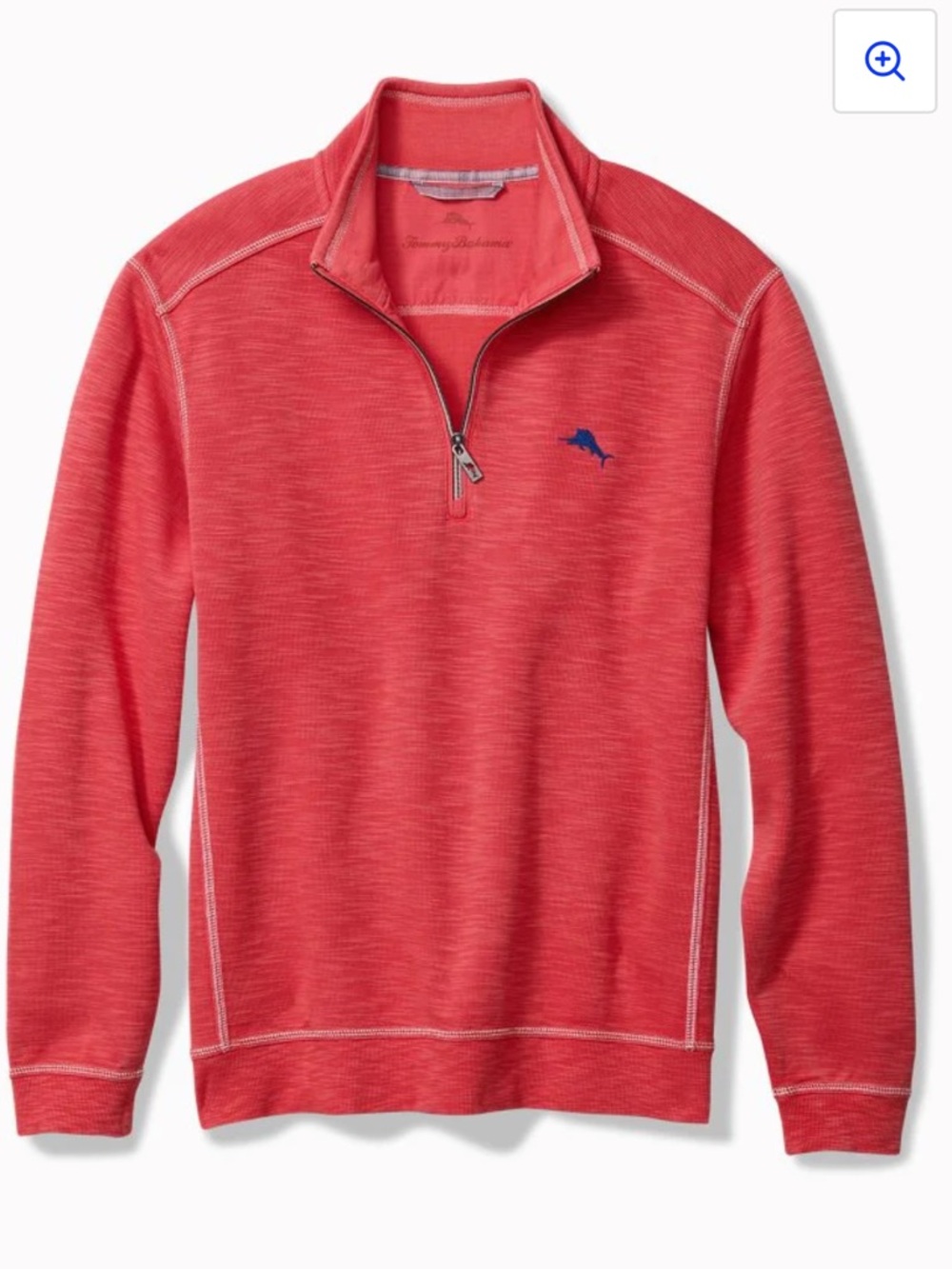 Tommy Bahama Tobago Bay half-Zip Pullover Sweatshirt coral - Picture 3 of 8